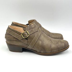Lifestride Womens Size 7.5 Brown Faux Vegan Leather Ankle Boots‎ Booties Shoes